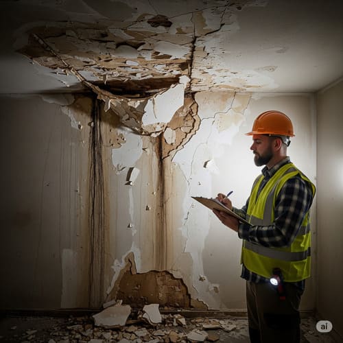 Engenheiro realizando vistoria para Laudo Técnico de infiltração Engenheiro realizando vistoria para Laudo Técnico de infiltração